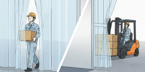 のれんのカーテンの切り替えのイメージ図