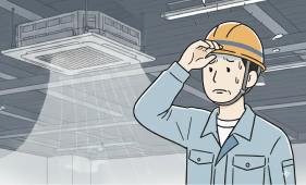 冷暖房の効果が低くて困っている作業員