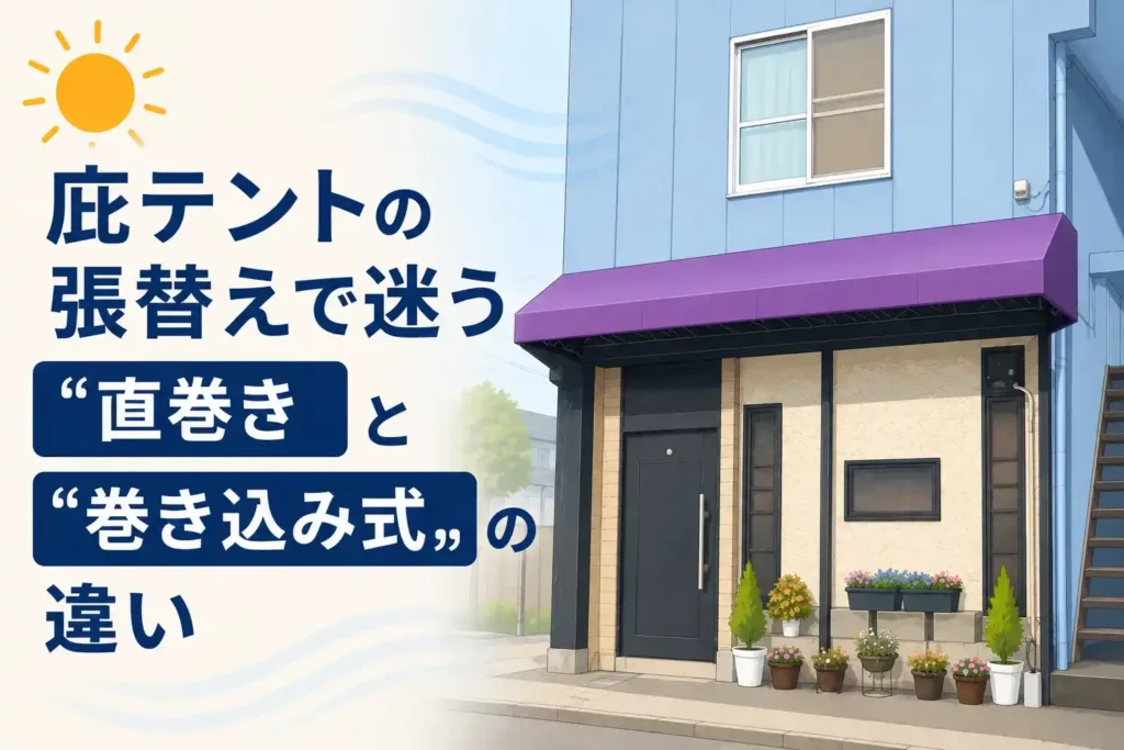 庇テント-巻き方の違い