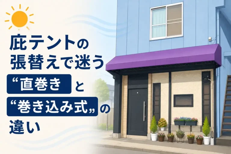 庇テント-巻き方の違い