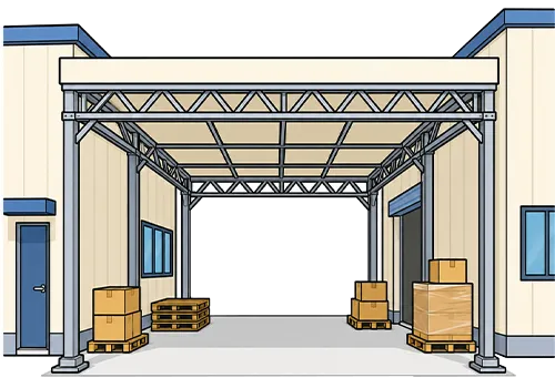 上屋テント 主な用途-建物間通路・雨よけ